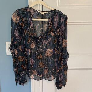 Knox Rose Floral Sheer Blouse - Black and Brown